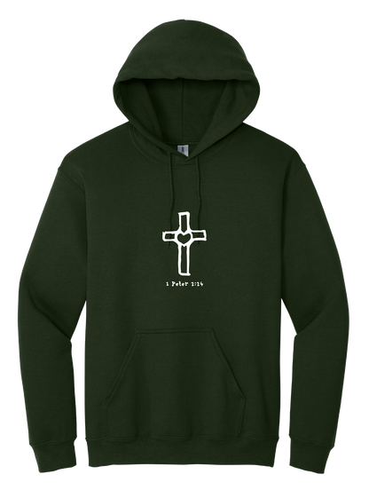 Cross with Heart Unisex Hooded Sweatshirt