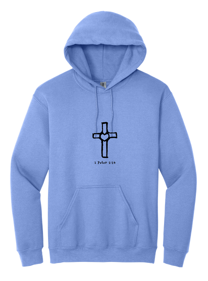 Cross with Heart Unisex Hooded Sweatshirt