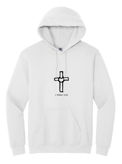 Cross with Heart Unisex Hooded Sweatshirt