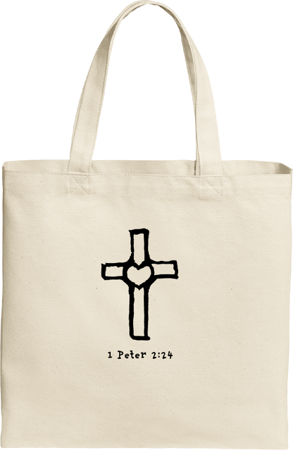 Cross With Heart Tote Bag